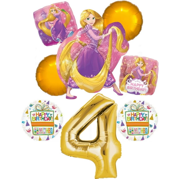 NEW! Tangled Rapunzel Disney Princess 4th BIRTHDAY PARTY Balloon