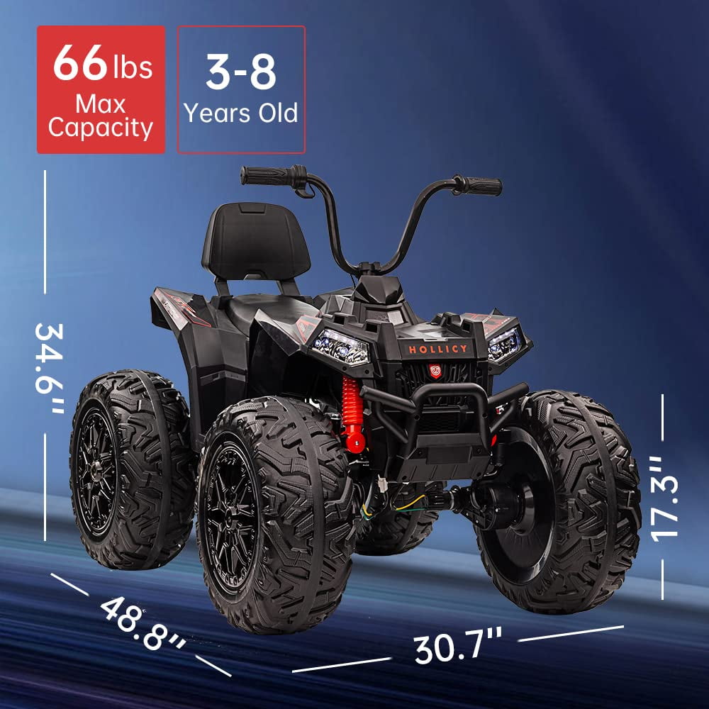 TROPOW Electric Ride On Cars with Remote Control,24V Two-Seater Kids ATV – 4x4 Electric 4-Wheeler Quad Ride-On Car Toy with 4x200W Motors, LED Lights, EVA Tires, Music, and Horn,