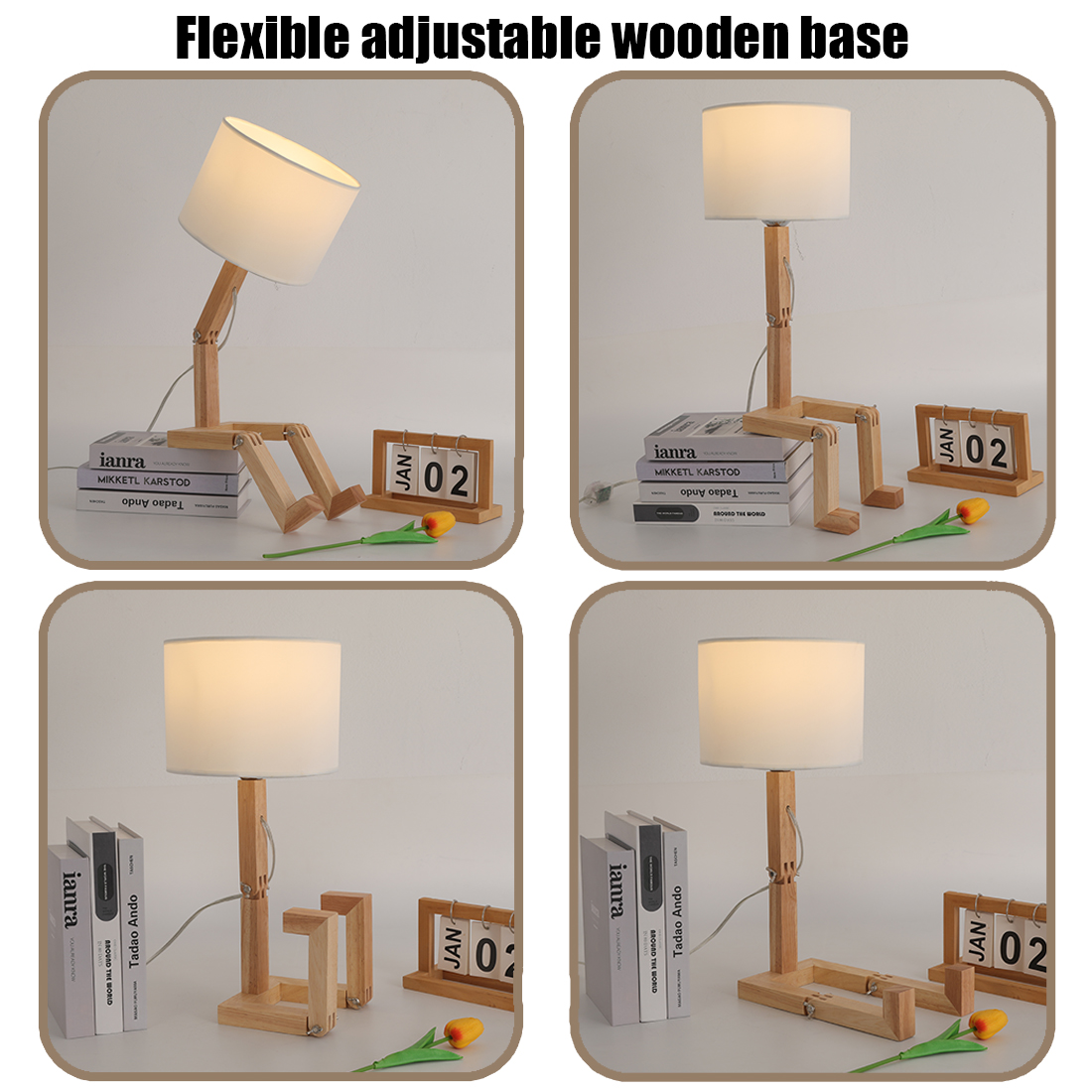 Elinkume Robot Desk Lamp Adjustable Bedlight, 17 inch Home Living Room Desk Lamp (Excluding Bulbs)