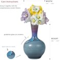 thumbnail image 2 of Small Ceramic Lake Blue Long-Neck Wide-Mouth Pottery Vase with Five Ceramic Flowers, 2 of 8