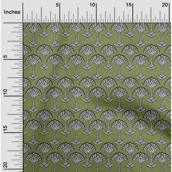 oneOone Cotton Silk Fabric Floral Block Print Sewing Fabric BTY 42 Inch Wide
