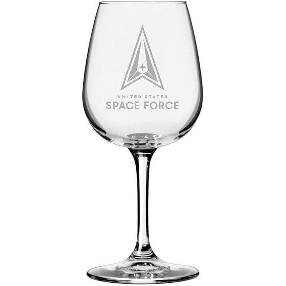 Military Themed Etched All Purpose 12.75oz Libbey Wine Glass Air Force, Space Force