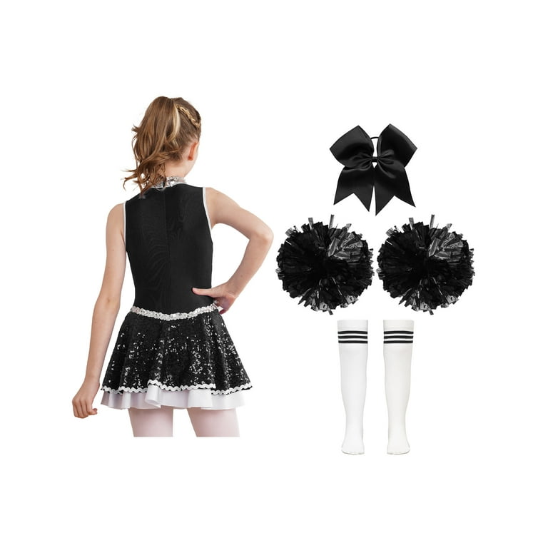 Girls Cheerleading Uniform Shiny Sequin Cheer Leader Dance Dress with  Briefs