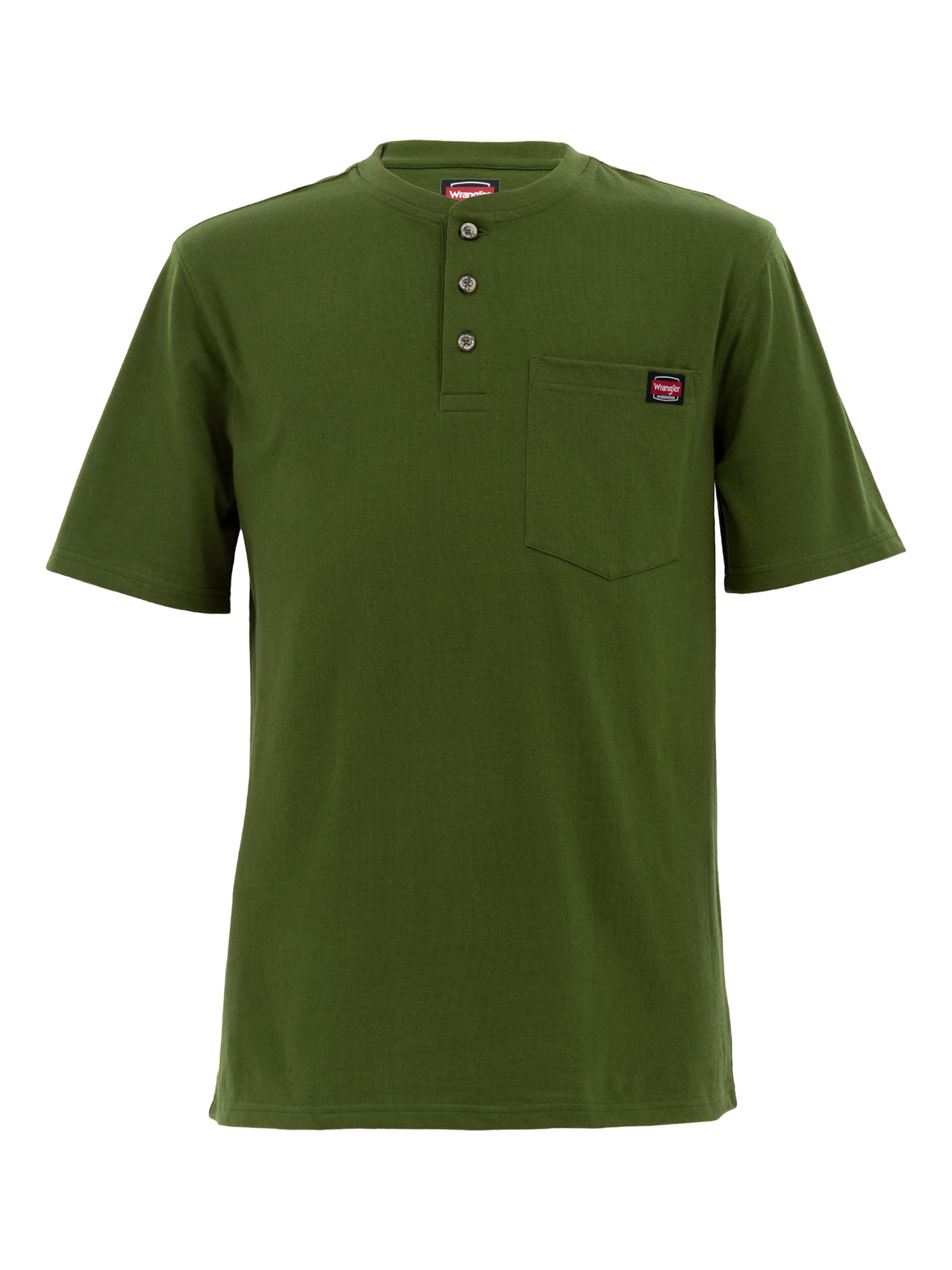 wrangler workwear men's short sleeve pocket henley tee