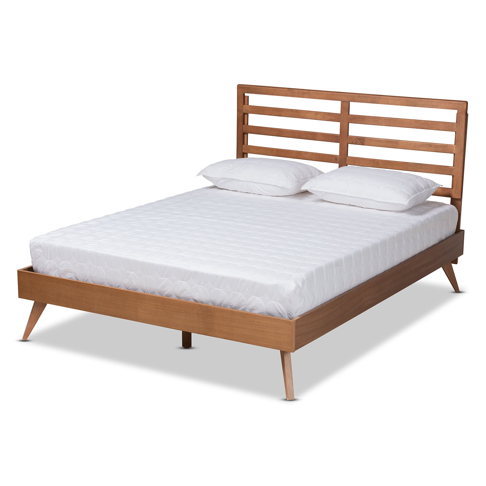 Baxton Studio Shiro Mid-Century Engineered Wood Platform Bed, Full, Ash Walnut