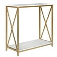 thumbnail image 2 of JINS&VICO 2-Tier Console Table White , Gold Sofa Entry Table with Faux Marble Top and Gold Metal Frame for Home, 2 of 7