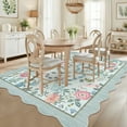thumbnail image 2 of Garvee 9'x12' Snake Floral Area Rug Scalloped Rug, Machine Washable Farmhouse Indoor Carpet Non-Slip Low Pile Accent Rug for Living Room Bedroom Dining Room， Blue, 2 of 8