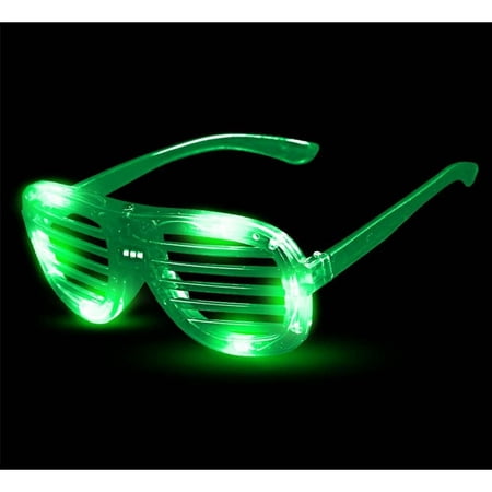 I463 LED Light Up Slotted Shades - Green, These Kanye West style shutter sunglasses are one of our coolest and most popular items! These eye glasses feature 6.., By Fun Central