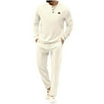 thumbnail image 2 of Wavsuf Sweatsuits 2pcs Sets Mens Jogger Set Long Button Sweatshirt and Sweatpants Khaki Size 3XL, 2 of 7
