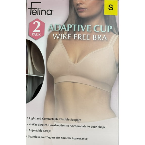Felina Adaptive Cup Wire Free Bra Small 2 Pack