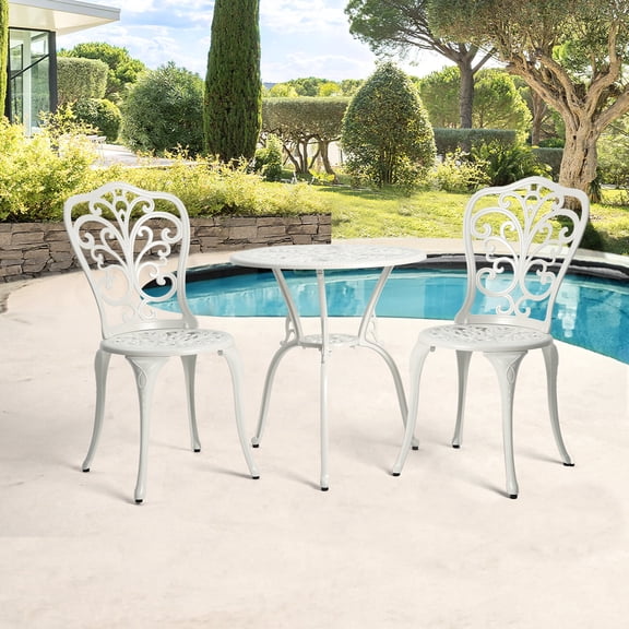 Patio Furniture Sets 3-Piece Outdoor Rust-Resistant Cast Aluminum Patio Bistro Set white,Outdoor Patio Furniture Sets