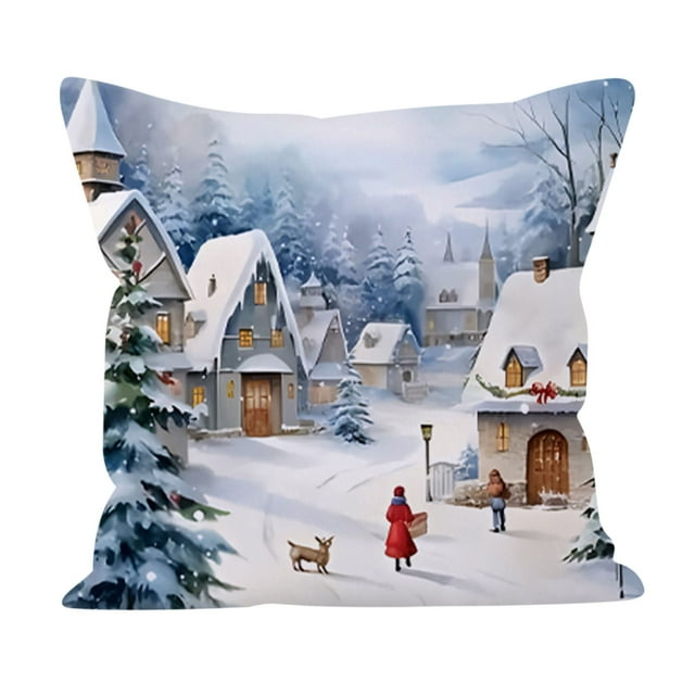 Funda de almohada navideña de invierno para el hogar, sala de estar, sofá, decoración de funda de almohada con borde, decoración de cabecera de cama, funda de cojín