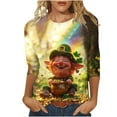 thumbnail image 2 of St. Patricks Day Ladies' St. Patricks Day Printed Round Neck Three Quarter Sleeve 3/4 Sleeve T-Shirt Loose Top, 2 of 5