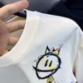 thumbnail image 5 of Camiseta de pareja de moda con dibujo digital de graffiti, holgada, de manga corta, con hombros ligeramente caídos, para hombre, 5 of 5