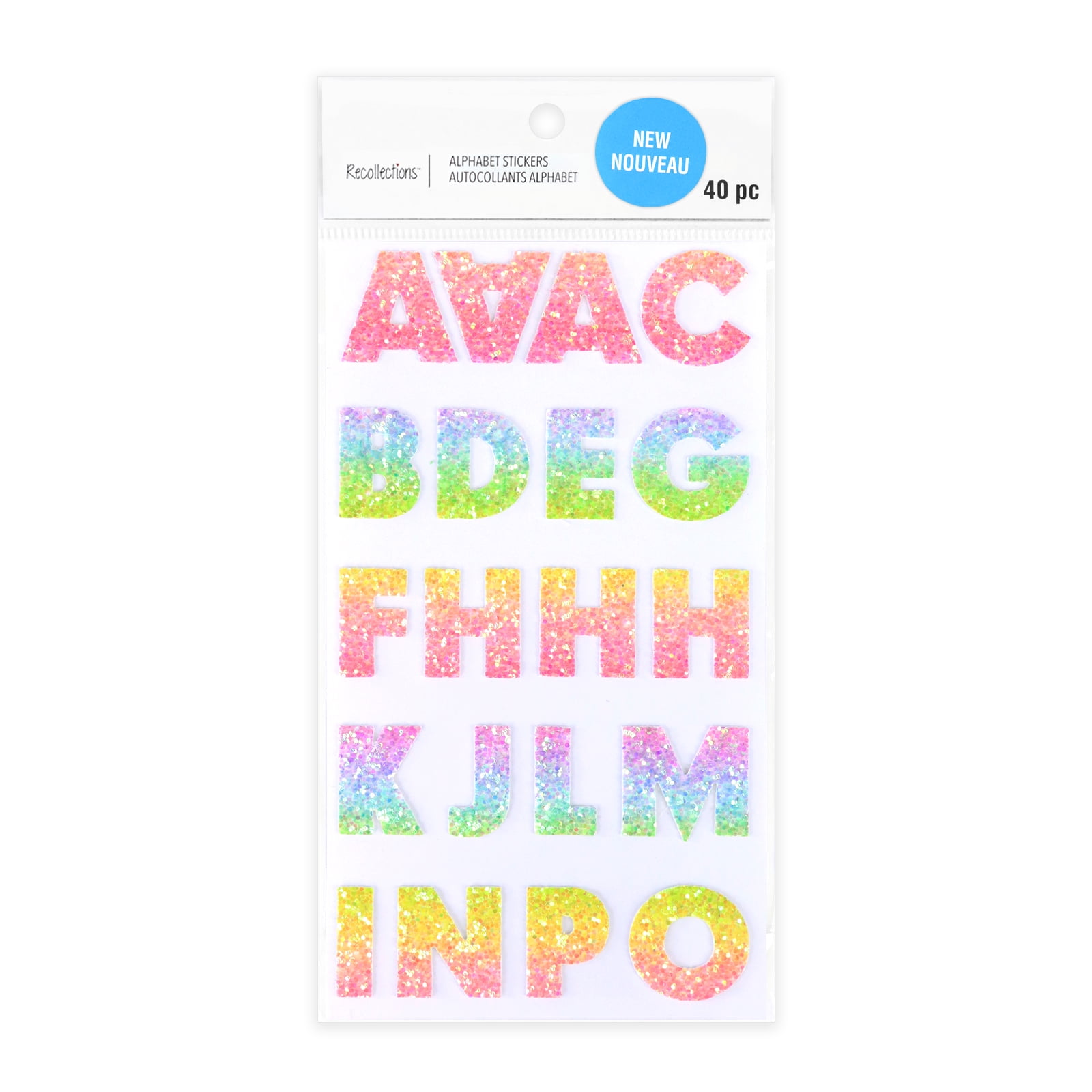 Recollections Rainbow Glitter Alphabet Stickers, 12 Pack