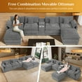 thumbnail image 2 of Wiilayok 145" U Shaped Sectional Sofa,Chenille Cloud Modular Sectional Sofa Couch Set with Double Chaise,Central Console,Cup Holder for Living Room,Dark Gray, 2 of 9