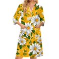 thumbnail image 3 of Robes for Women Zipper Lightweight Loose Fit Summer Housecoats for Women Zipper Front 3/4 Length Sleeve Knee Length Vintage Floral Print Trendy Bathrobe Nightgown with Pockets Yellow L, 3 of 7