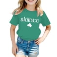 thumbnail image 1 of GDREDA Vêtements Fille Imprimé St. Pat Col Rond Manches Courtes pour Filles Hauts Filles Grande Taille Vert Foncé, 12-13 Ans, 1 of 3
