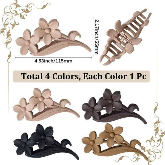 7Pcs Flower Plastic Large Claw Hair Clips Accessories for Women Mixed Color 115x55mm
