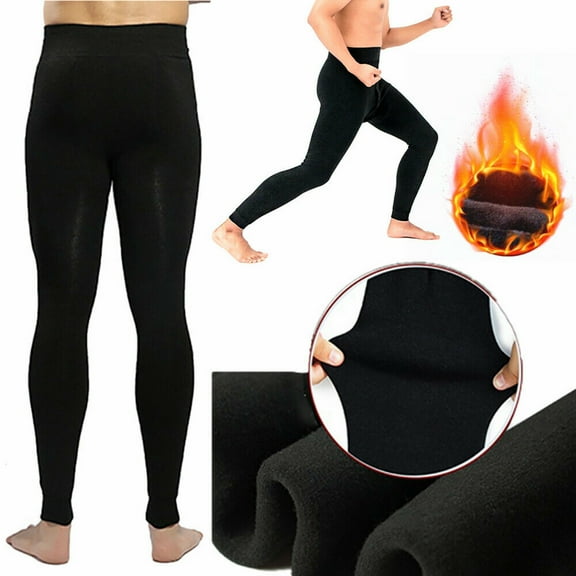 Men's Winter Fleece Lined Elastic Warm Thermal Long Johns Legging Underwear Pants-1 Pack