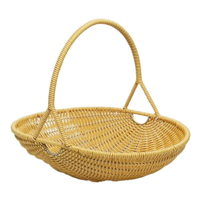 Cesta Tejida Picnic Cesta Almacenaje PP Estructura Iron Handle Diseño Ventilado Adecuada para Fiesta Al Aire Libre Recolección de Flores Baño L