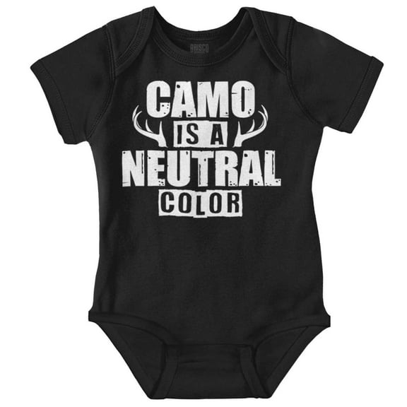 Camo is a Neutral Color Cute Hunter Romper Boys or Girls Infant Baby Brisco Brands 12M