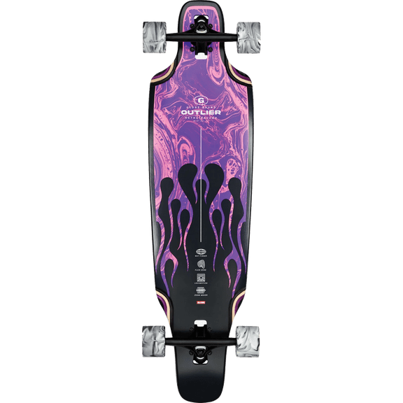 Globe Outlier Complete Skateboard 9.6 x 36.75 Purple Flames