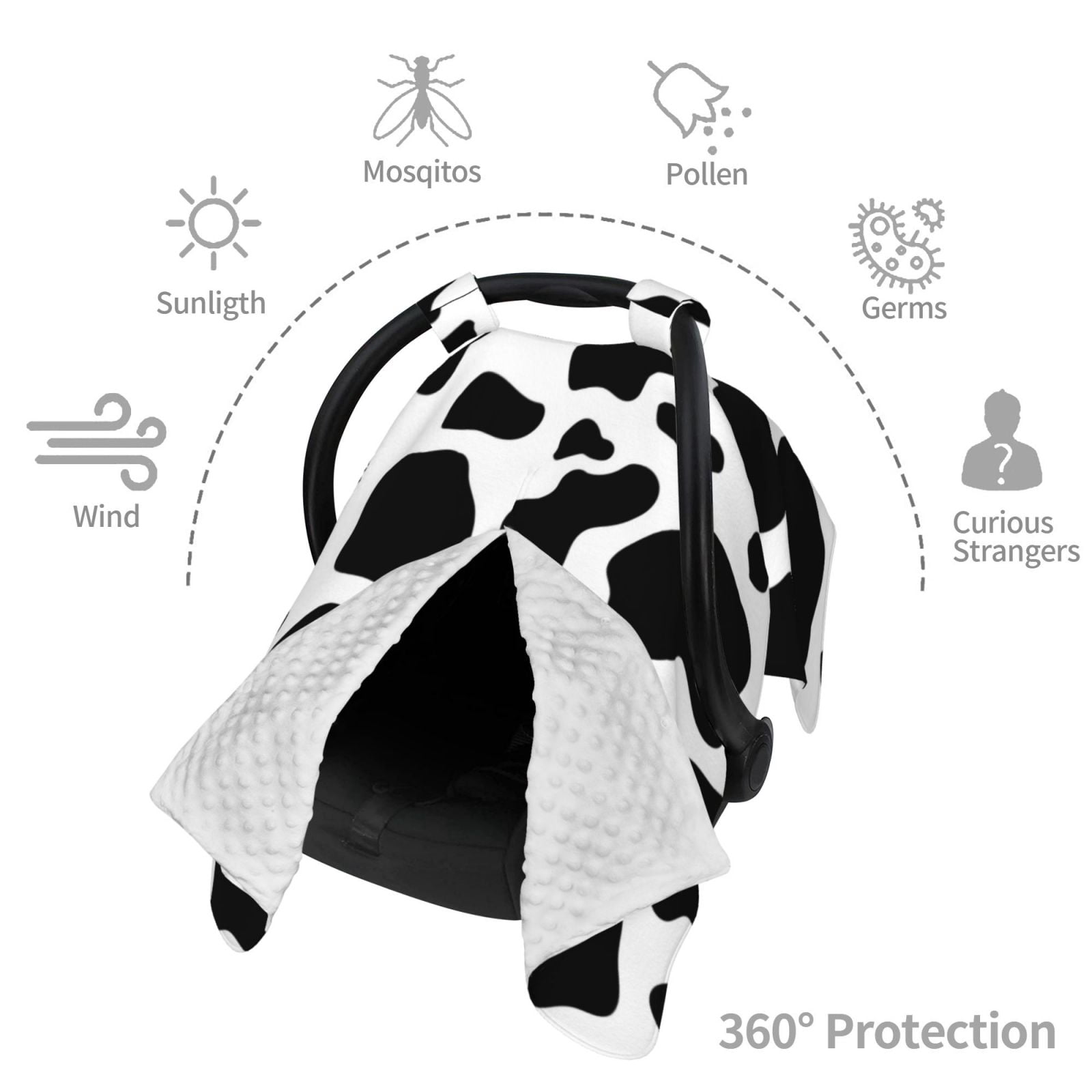 Car Seat Cover Baby - Cow print pattern Breathable Infant Car Seat Cover for Baby Carseat, Lightweight Comfort Baby Essentials Must Haves Newborn Stuff for Girl Boy