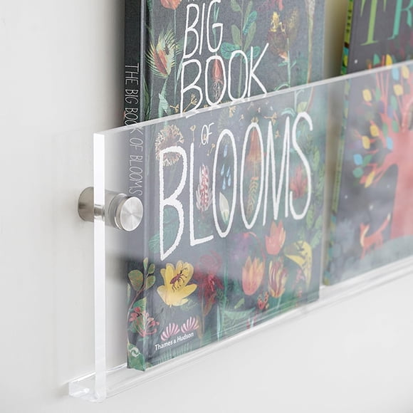 ROYALITA Lot de 4 Bibliothèques Murales Flottantes de 17 Pouces en Acrylique pour Magazines et Disques Vinyles, Étagères d'Exposition Murales, Étagères Suspendues pour Chambre de Bébé pour Salle d'Attente, Salon, Bureau