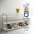 thumbnail image 2 of happimess SRK1001A Modern 24" 9-Pair 3-Tier Iron Curved Decker Shoe Rack, White/Gold, 2 of 8
