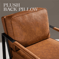 thumbnail image 5 of Alden Design Upholstered PU Leather Accent Chairs with Metal Arms, Set of 2, Light Brown, 5 of 14