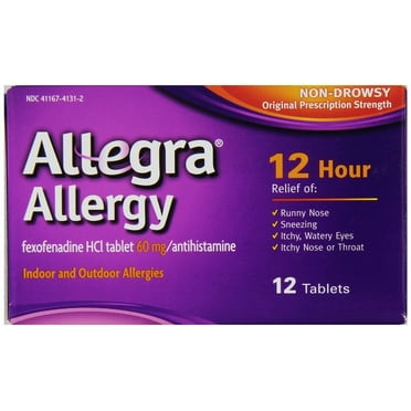 "Allegra Allergy 12Hr Relief Fexofenadine Antihistamine 60 mg 12 ct, 3-Pack"