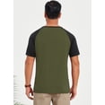 thumbnail image 3 of DARING DIVA Men's Henley Button Down Color Block Short Sleeve T-Shirt L Olive Green, 3 of 7