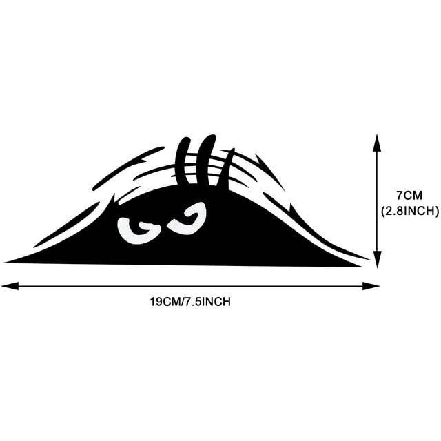 2 piezas de pegatinas de coche de ojos aterradores, pegatina de elfo asomándose a escondidas, pegatinas negras impermeables de sonrisa y enojado para coche para parachoques de ventana de coche LingWen 9024715754424