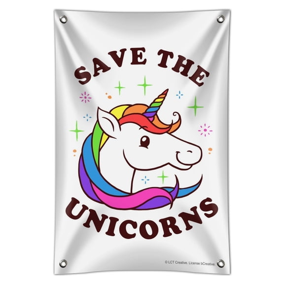 Save the Unicorns Rainbow Funny Humor Home Business Office Sign
