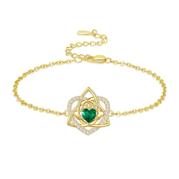 TANGPOET 925 Sterling Silver Trinity Claddagh Bracelet for Women