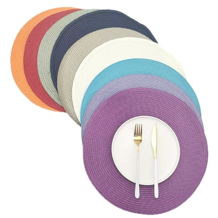 

Tuelaly 38cm Place Mat Woven Non-slip Round Coaster Pad Cafe Mug Dining Table Mat Home Decor
