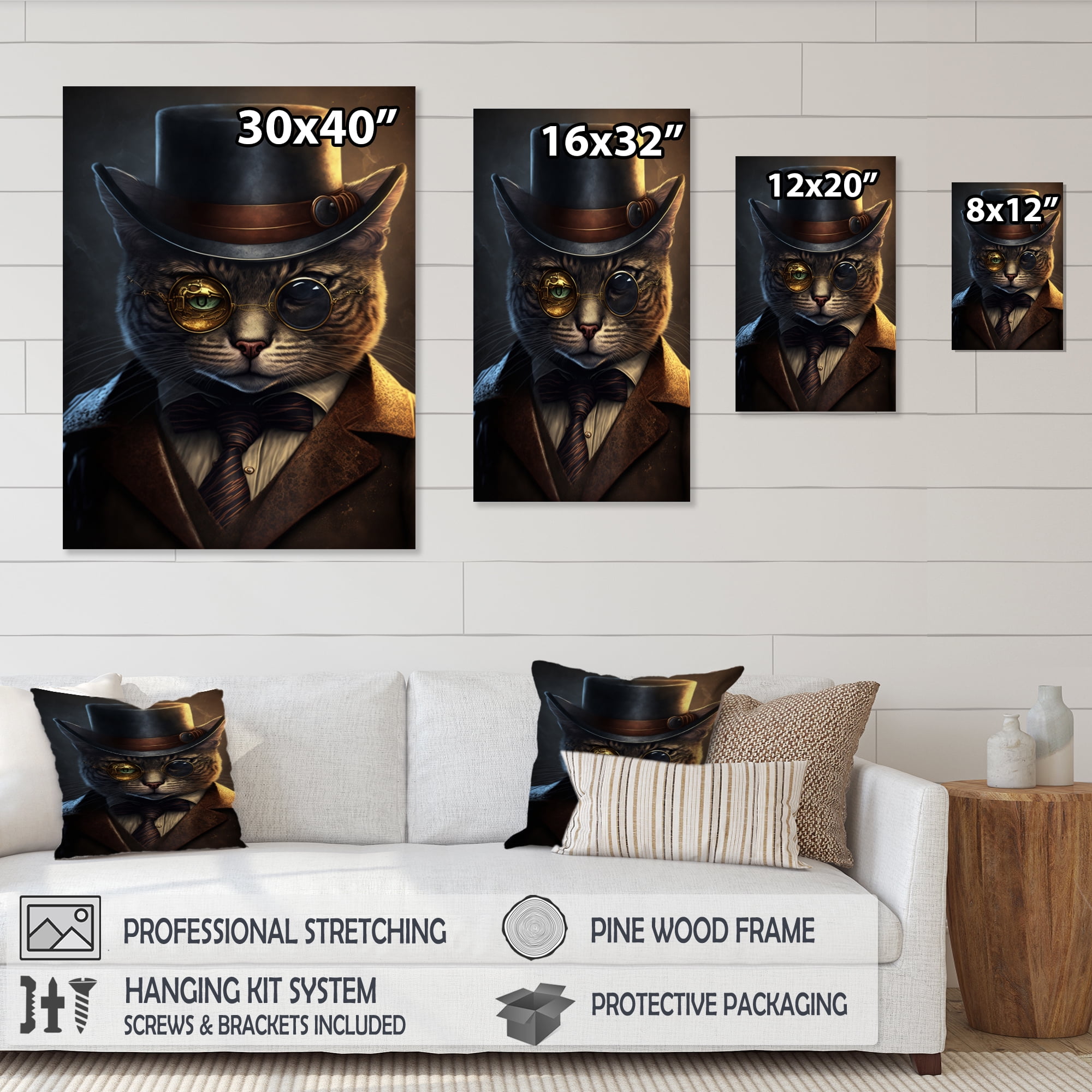 Designart Mafia Cat II Canvas Wall Art