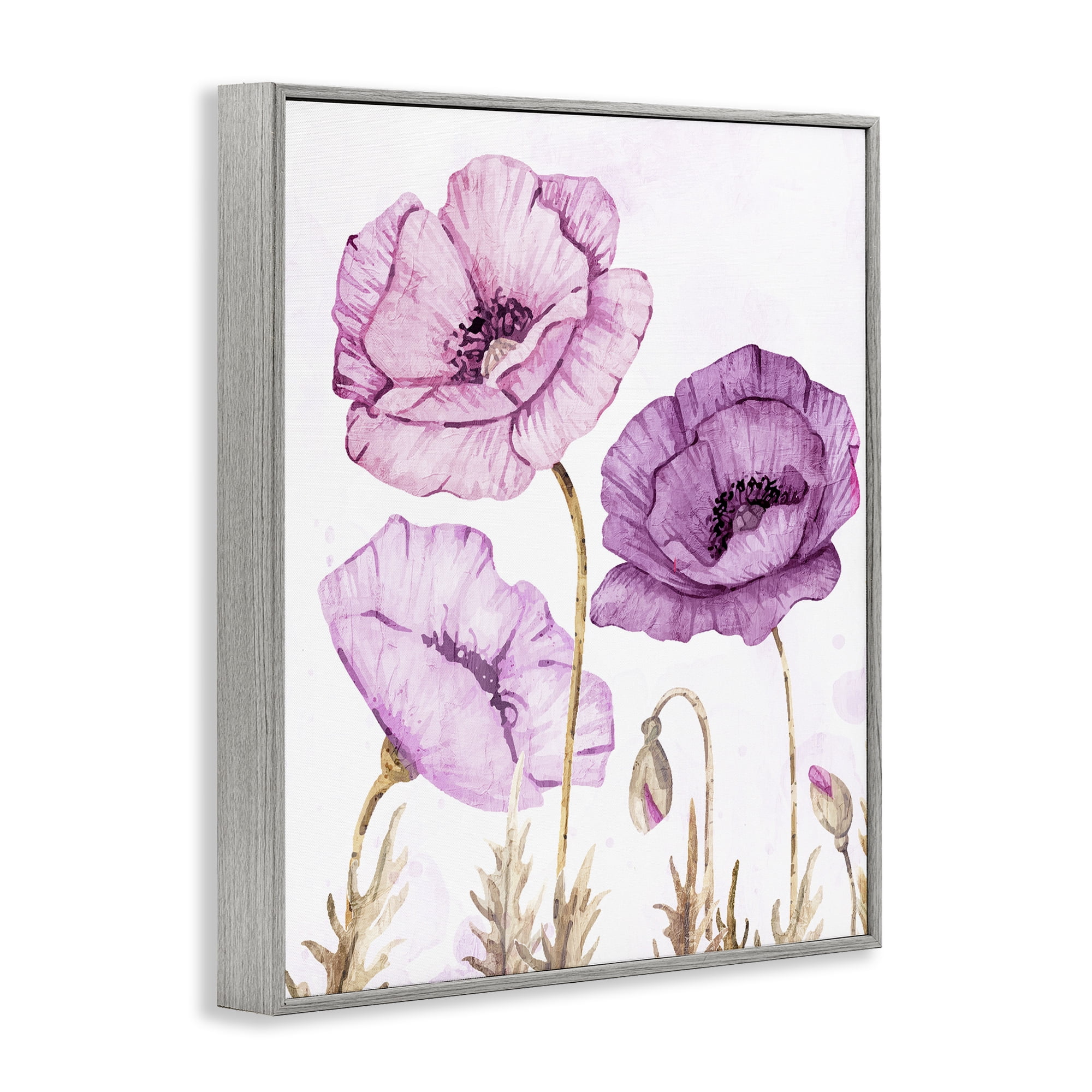 Stupell Industries Bright Poppies in Purple Gray Framed Giclee Art, design by Kim Allen