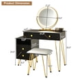 thumbnail image 7 of Topbuy Bedroom Makeup Vanity Dressing Table Stool Set with 3 Colors Lighted Mirror Large Storage Cabinet Drawer Black, 7 of 7
