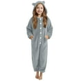 thumbnail image 1 of FAIWAD Girls Fleece Jumpsuits Kids Hooded Button Up Rompers Winter Warm Fuzzy Cute Jumpsuits, 1 of 6