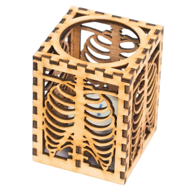 Lámpara De Sombra De Costilla De Esqueleto De Halloween Lámpara De Proyección De Madera Hueca 3D Para La Decoración De Halloween Del Hogar Speravity HA037459-00