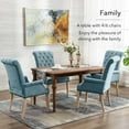 thumbnail image 4 of Foredo Elegant Linen Fabric Upholstered Armchair with Solid Wood Legs, Tufted Side Chair for Bedroom Dining Room, Blue, 4 of 8