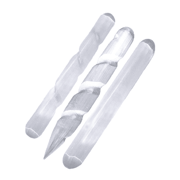 Natural Solution Selenite Crystal, 2 Wands with 1 Massage Stick