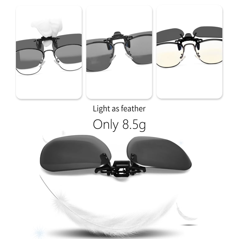 Joopin Polarized Clip-On Sunglasses, Black photo 3