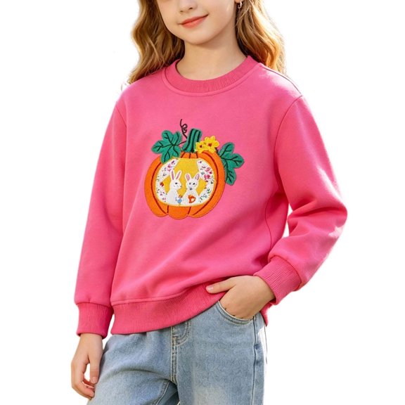 Sentuca Kids Girls Sweatshirts Cotton Long Sleeve Crewneck Pullover Tops Casual Cute Graphic Sweatshirts Size 1-2 Years