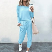 Gamivast Airport Outfits for Women 2024 Long Sleeve Crewneck Pullover Tops High Waisted Joggers Set Comfy Sets for Women Clothing Lounge Sets for Women Conjuntos De 2 Piezas Para Mujer