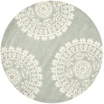 SAFAVIEH Bella Lucinda Geometric Wool Area Rug, Grey/Ivory, 7' x 7' Round