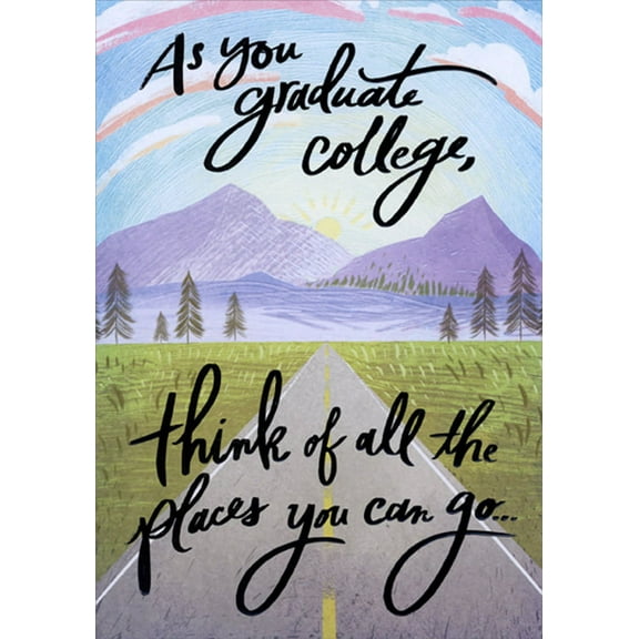 Designer Greetings Roadway to Mountains : All The Places You Can Go Funny / Humorous 3D Pop Up College Graduation Congratulations Card
