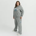 thumbnail image 3 of Women's WEAR by Erin Andrews Gray Detroit Lions Plus Size Waffle-Knit Long Sleeve Hooded Shirt & Pants Lounge Set, 3 of 7